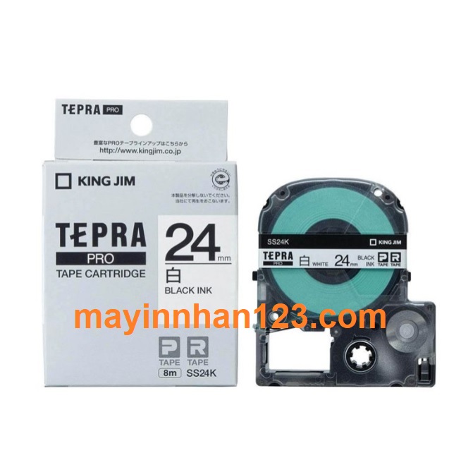 Nhãn in SS24K | khổ 24mm x dài 8m | Chữ đen trên nền trắng 0944523668